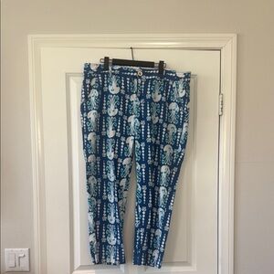 Lilly Pulitzer Blue Coconut Walk Crop Jelly Fish Print SZ 14